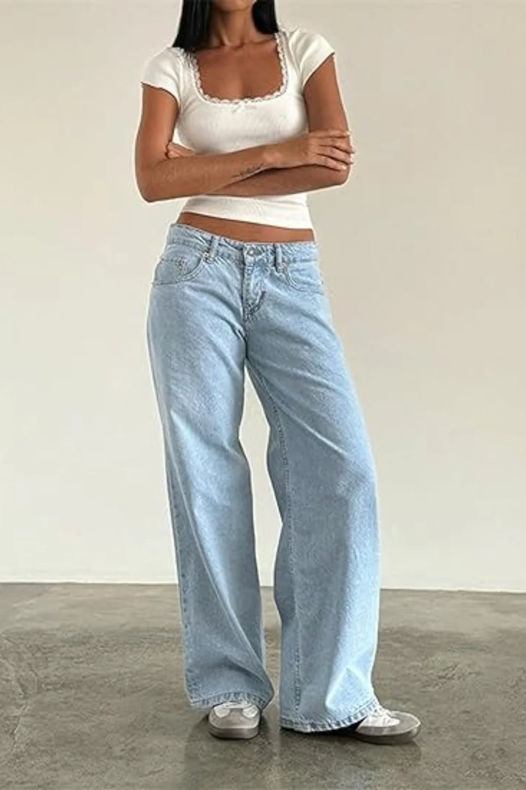 Vintage Low Rise Washed Straight Jeans - Image 16
