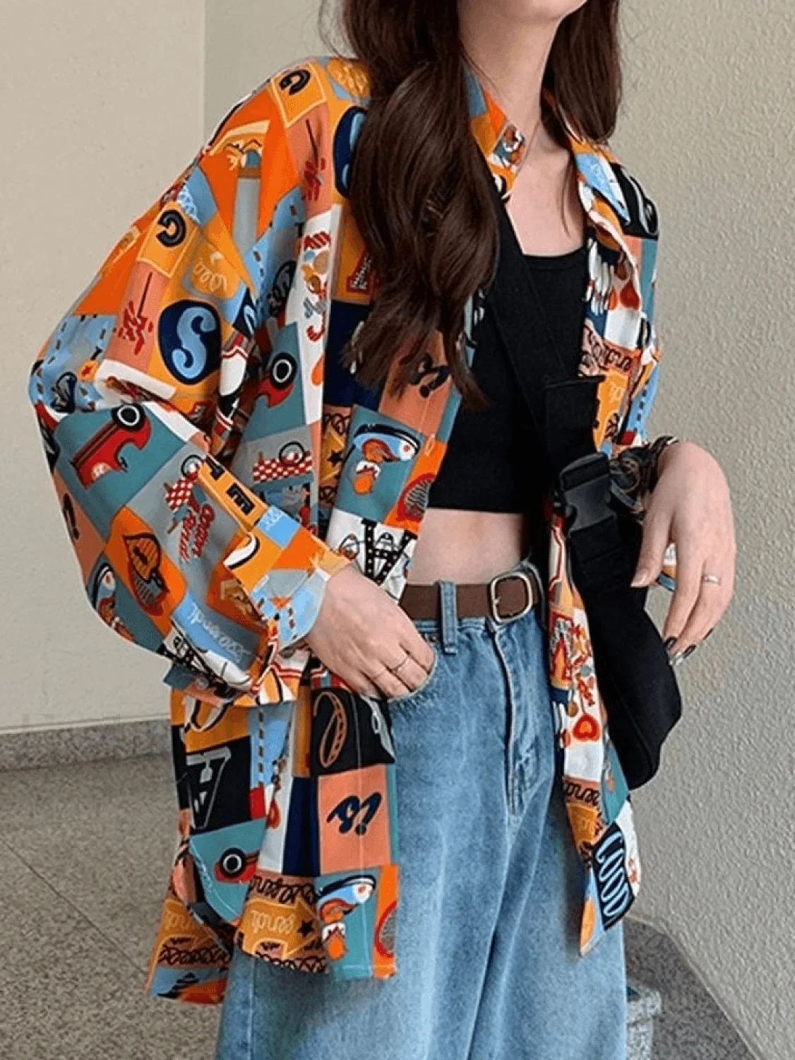 Vintage Mixed Print Long Sleeve Blouse - Image 16