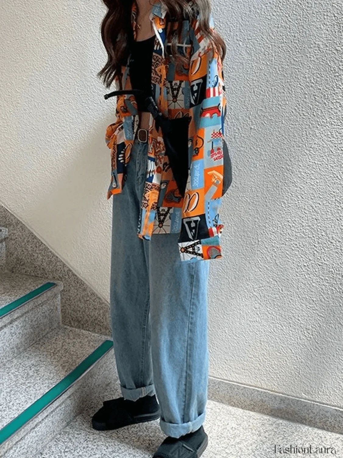Vintage Mixed Print Long Sleeve Blouse - Image 18
