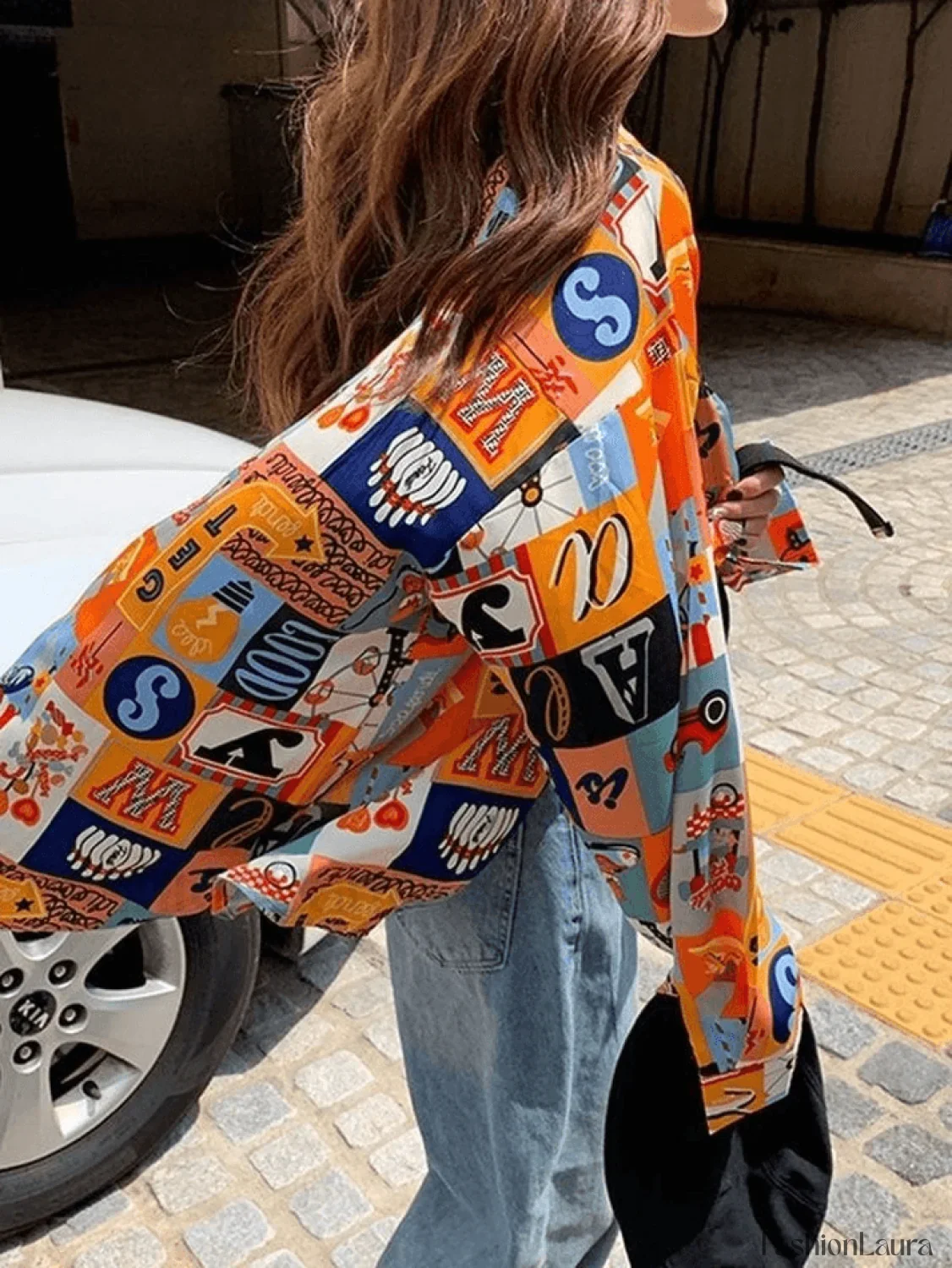 Vintage Mixed Print Long Sleeve Blouse - Image 19
