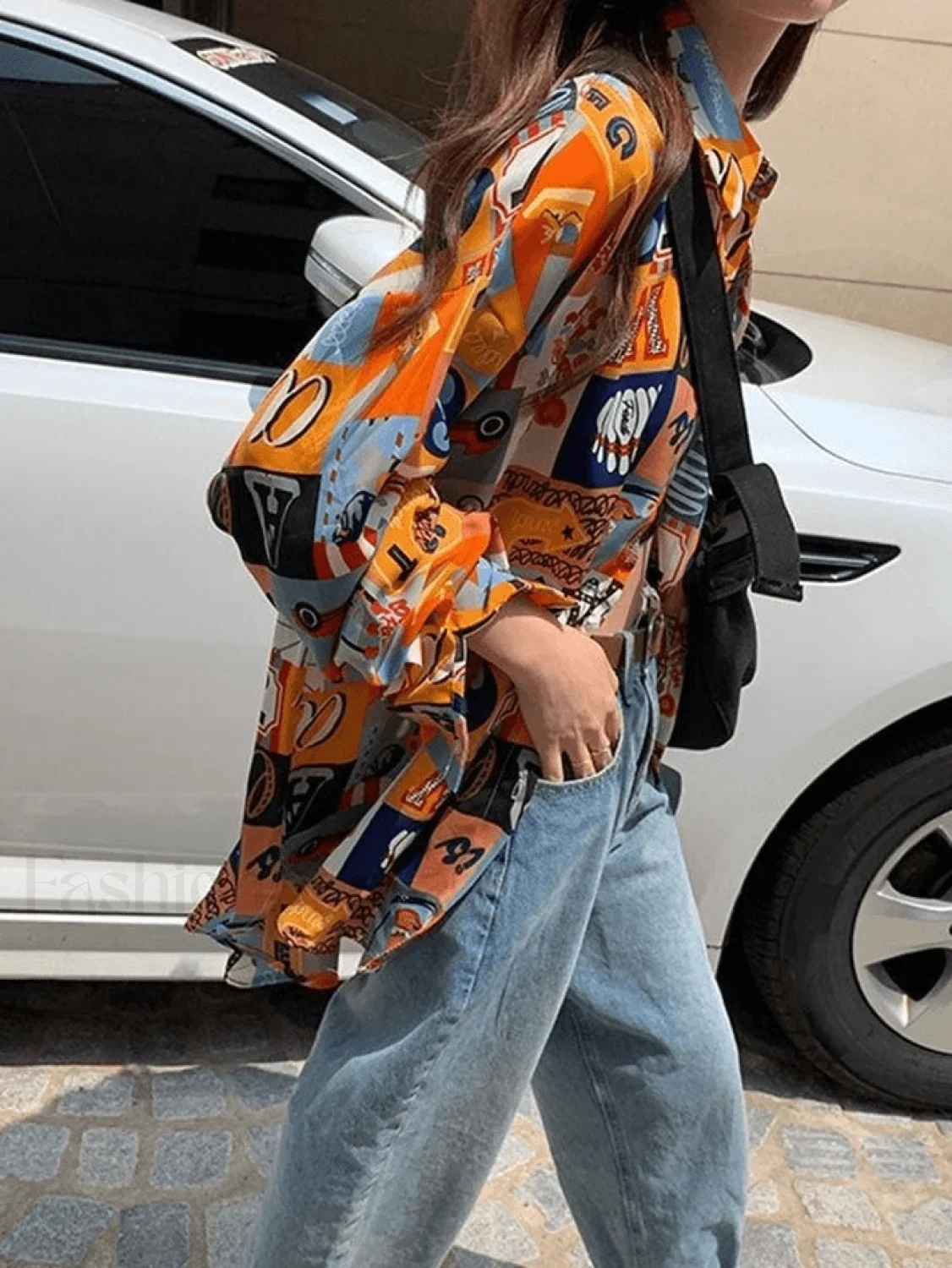 Vintage Mixed Print Long Sleeve Blouse - Image 5
