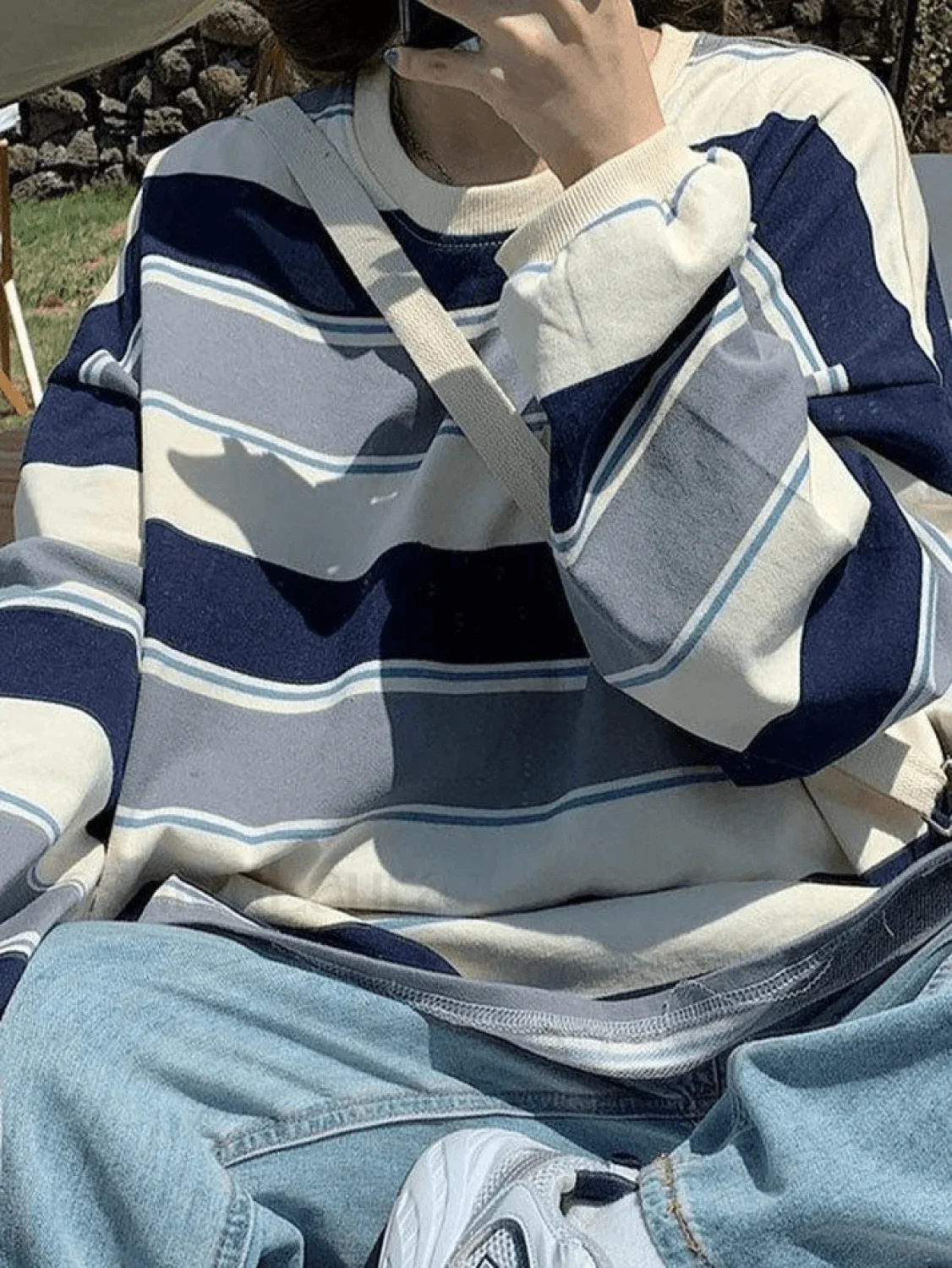 Vintage Striped Pullover Sweatshirt - Image 12