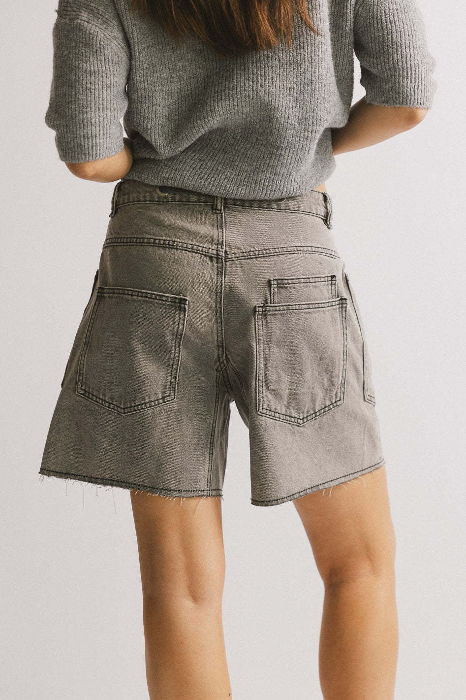 Vintage Washed Loose Fit Denim Drawstring Shorts - Image 6