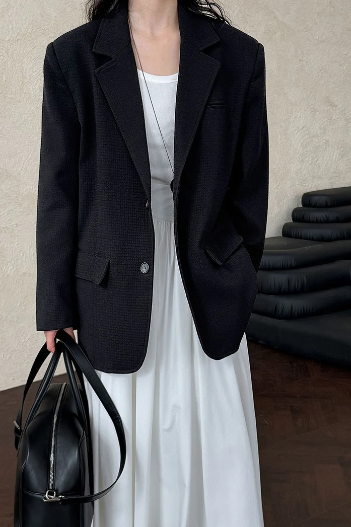 Waffle Textured Oversized Blazer - Image 6