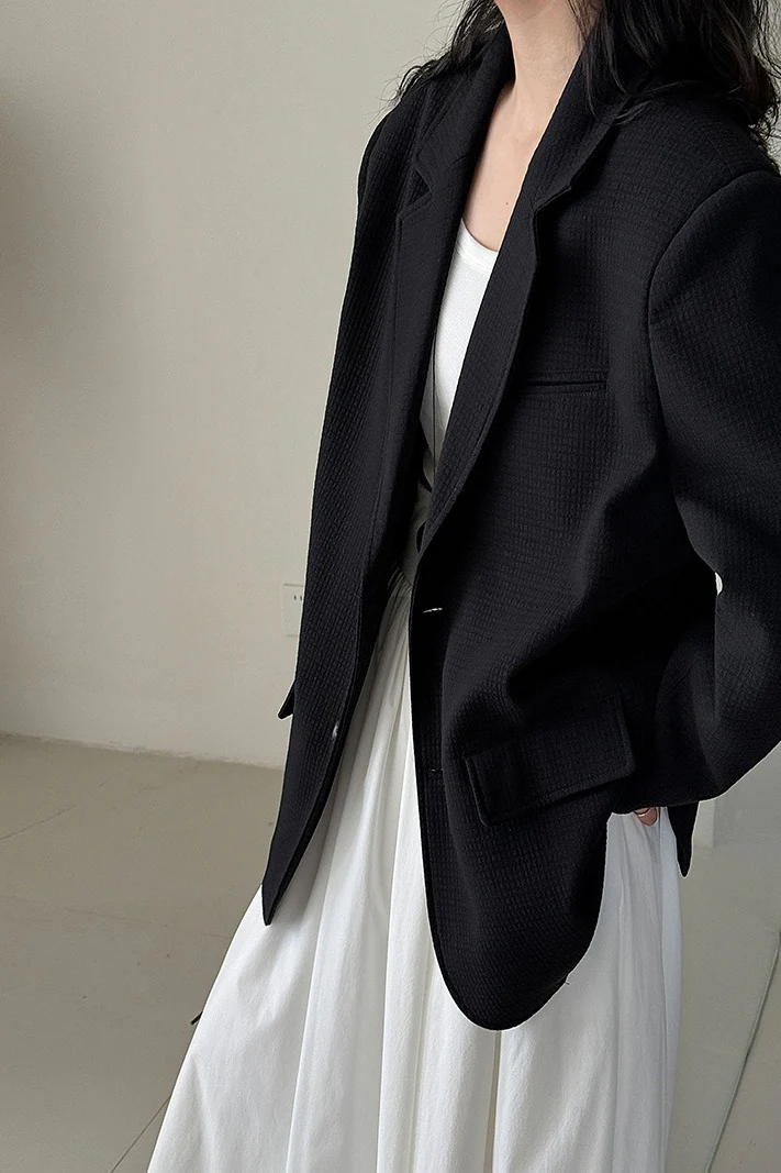 Waffle Textured Oversized Blazer - Image 9