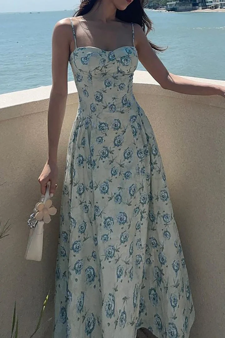 Waist Cinched Strap Maxi Floral Dress - Image 2