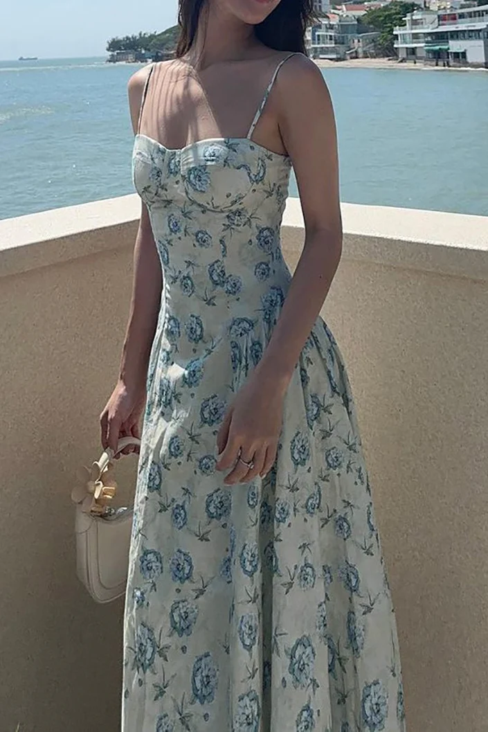 Waist Cinched Strap Maxi Floral Dress - Image 3