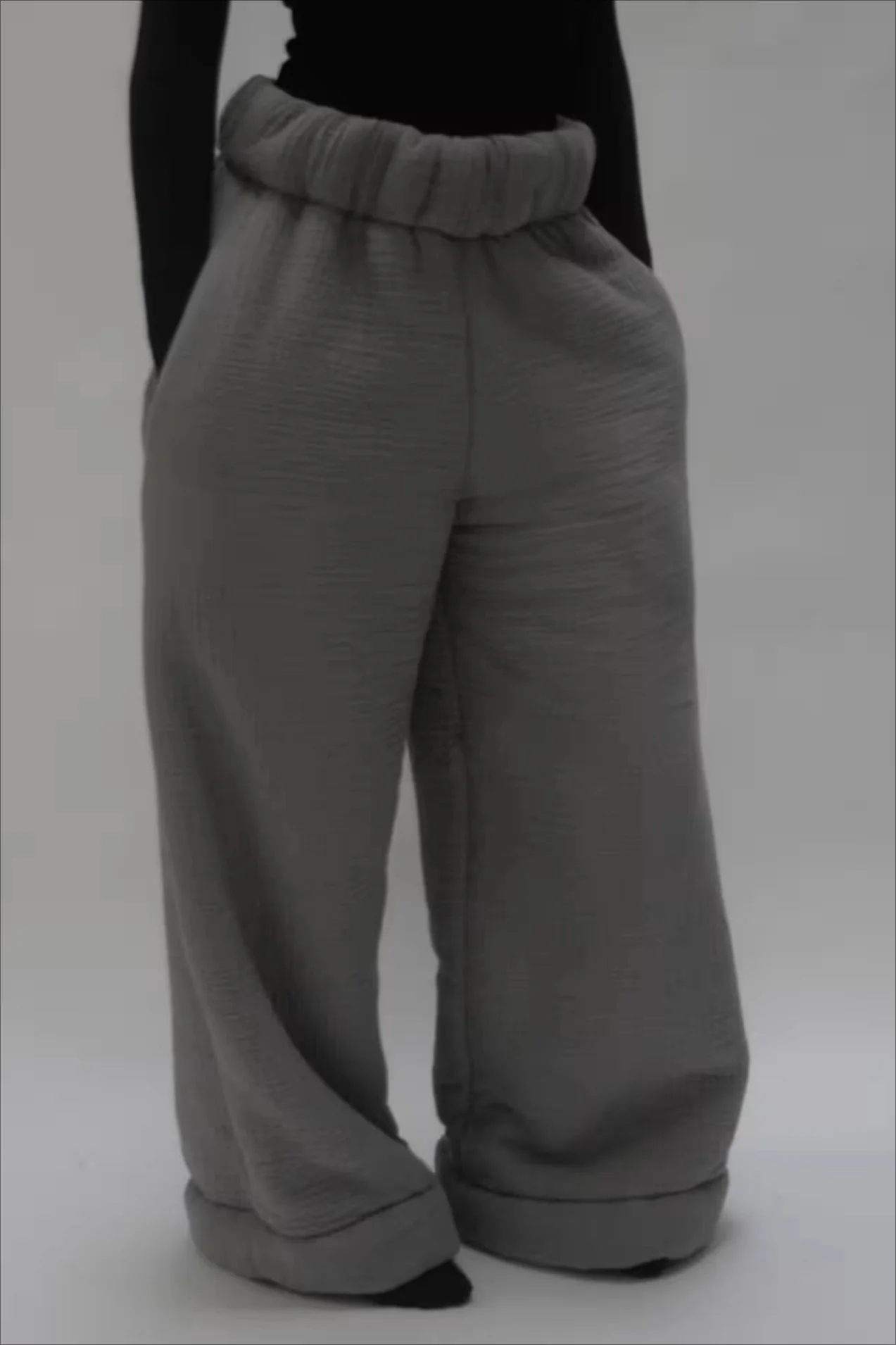 Warm Fleece Lined Solid Knit Pants - Image 6