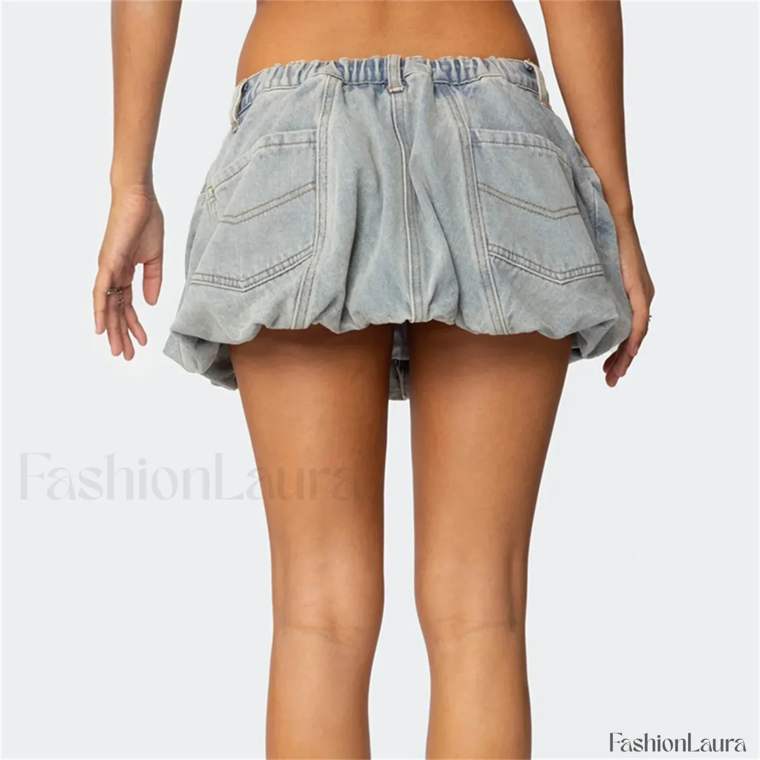 Washed Button Denim Skirt - Image 13