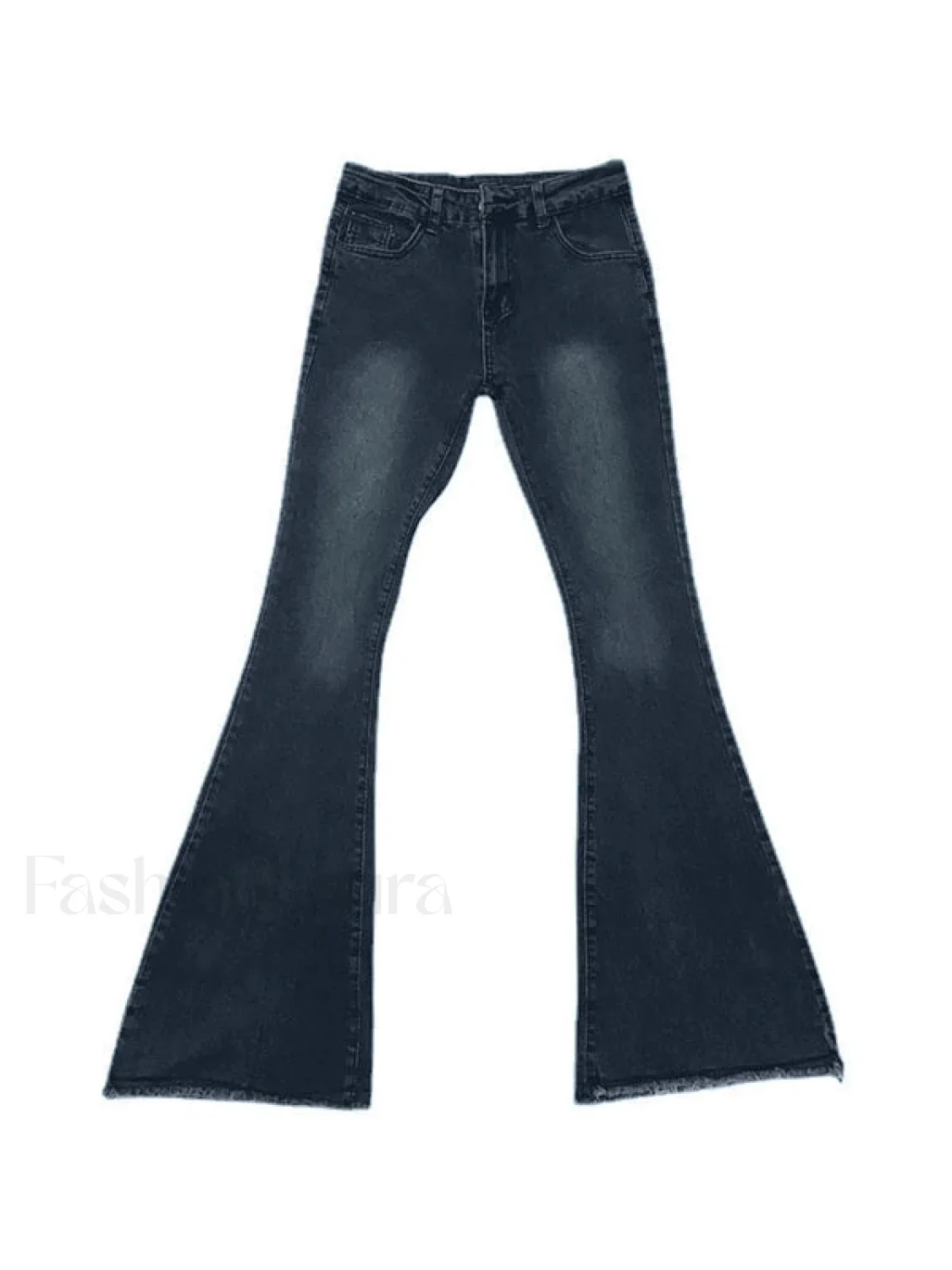 Washed Stretch Low Waist Flare Jeans - Image 4