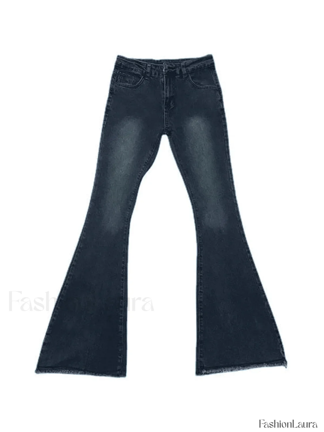 Washed Stretch Low Waist Flare Jeans - Image 5