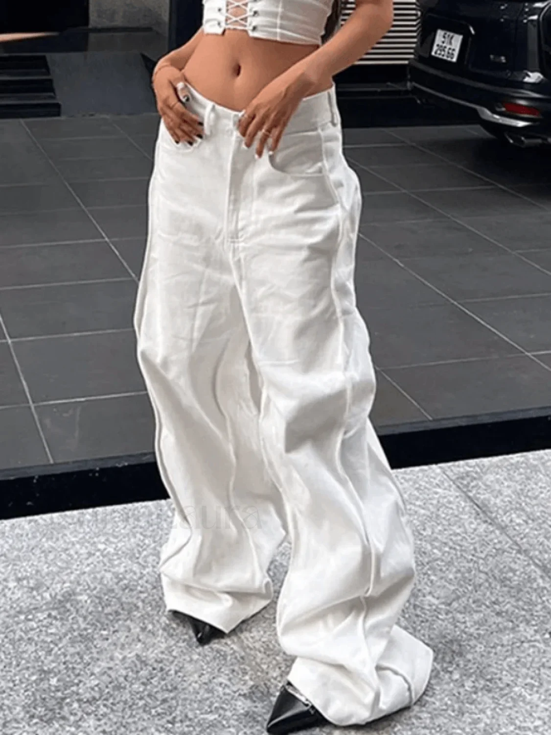 Wavy Side Relaxed Boyfriend Jeans - Image 6