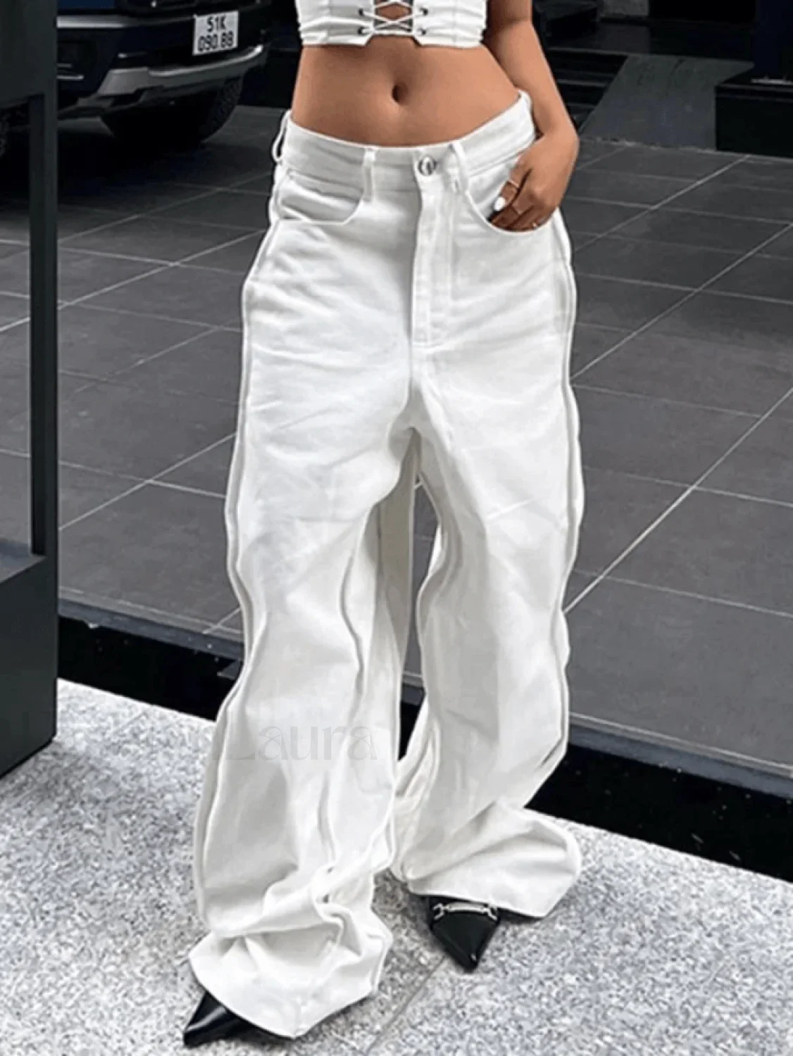 Wavy Side Relaxed Boyfriend Jeans - Image 7