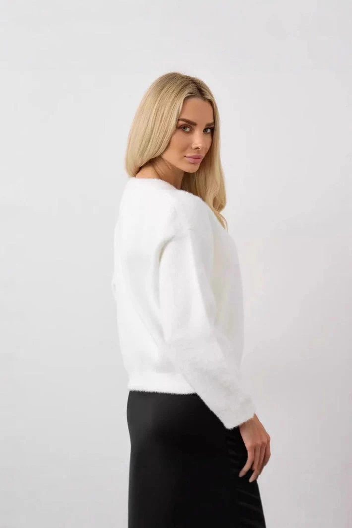 White Button Front Cardigan - Image 3