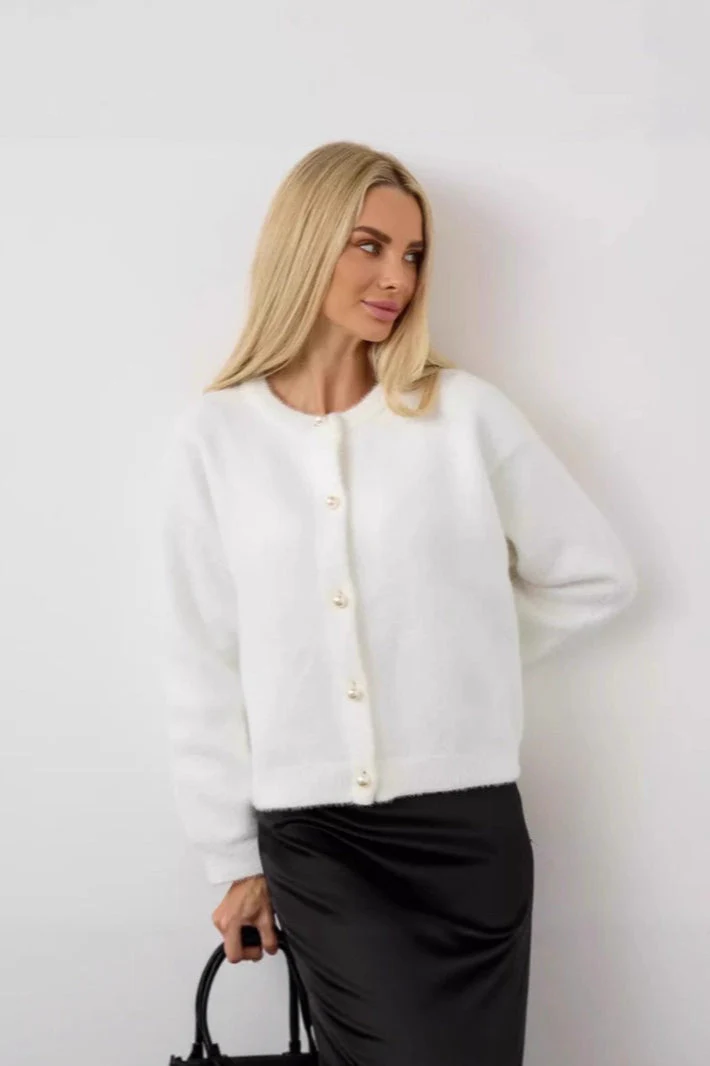 White Button Front Cardigan - Image 4