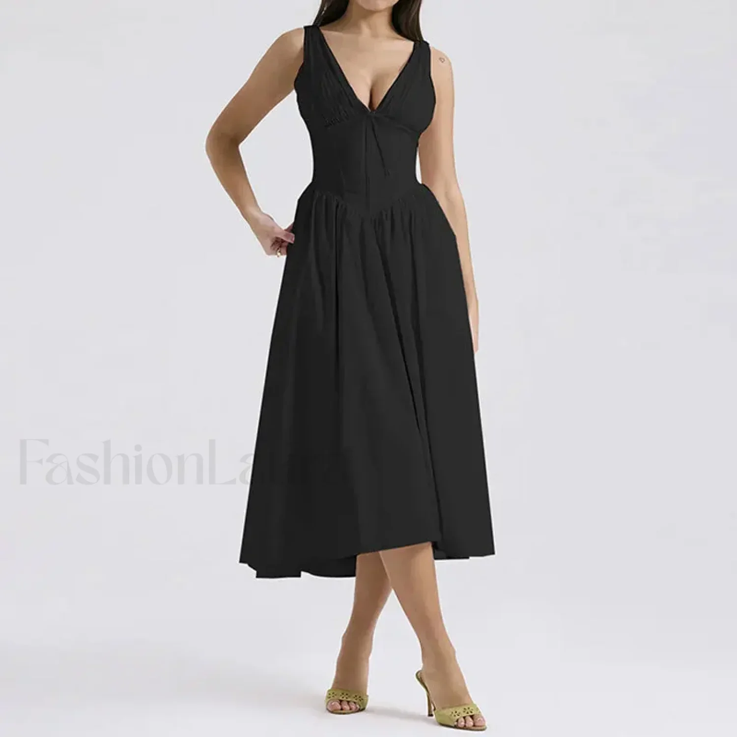 White Floral V-Neck Midi Dress - Image 5