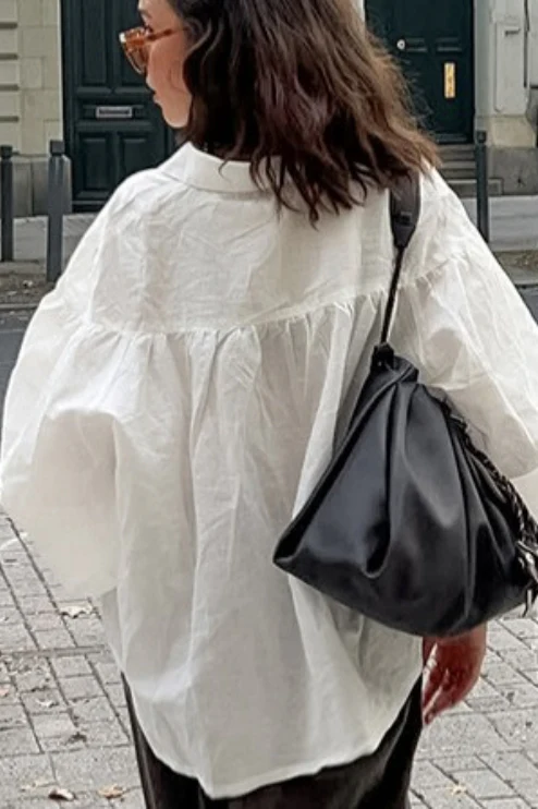 White Lantern Sleeve Blouse - Image 6