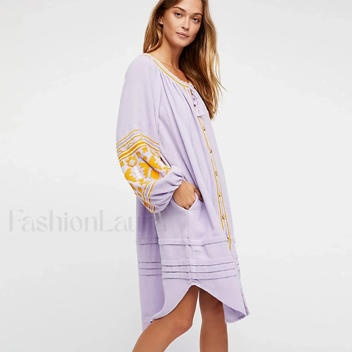 White Puff Sleeve Boho Dress - Image 10
