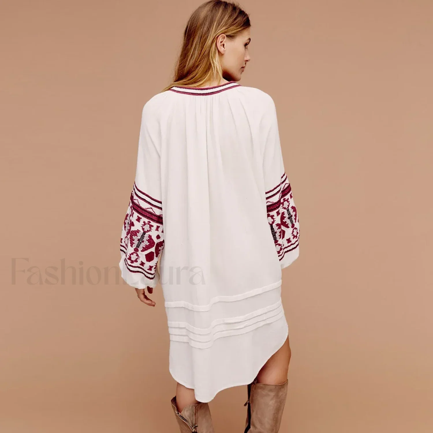 White Puff Sleeve Boho Dress - Image 12