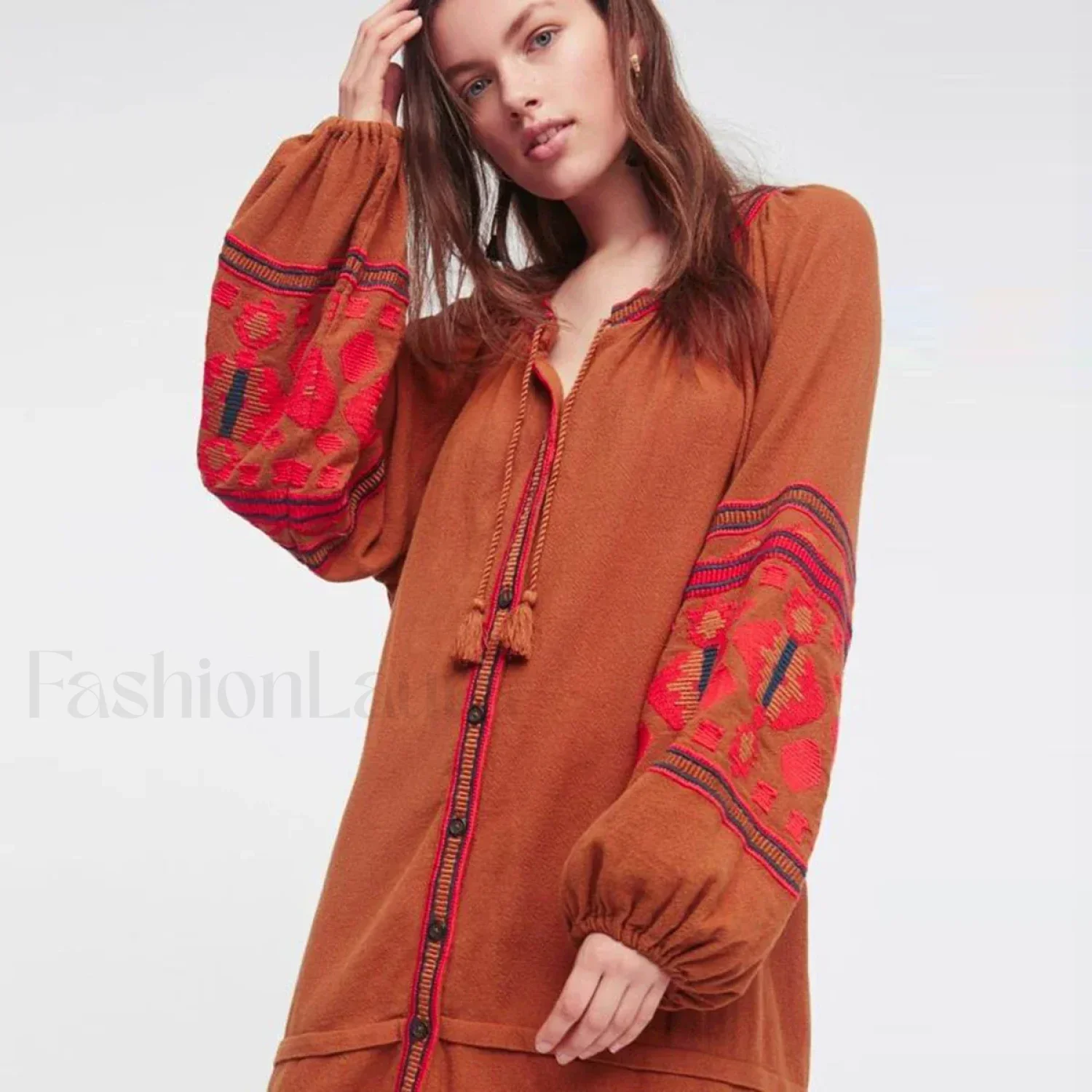 White Puff Sleeve Boho Dress - Image 15