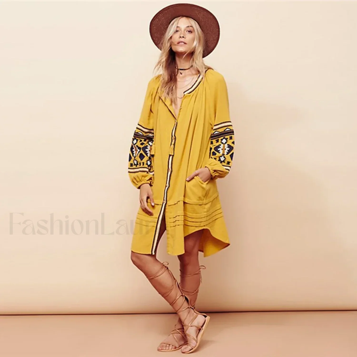 White Puff Sleeve Boho Dress - Image 17