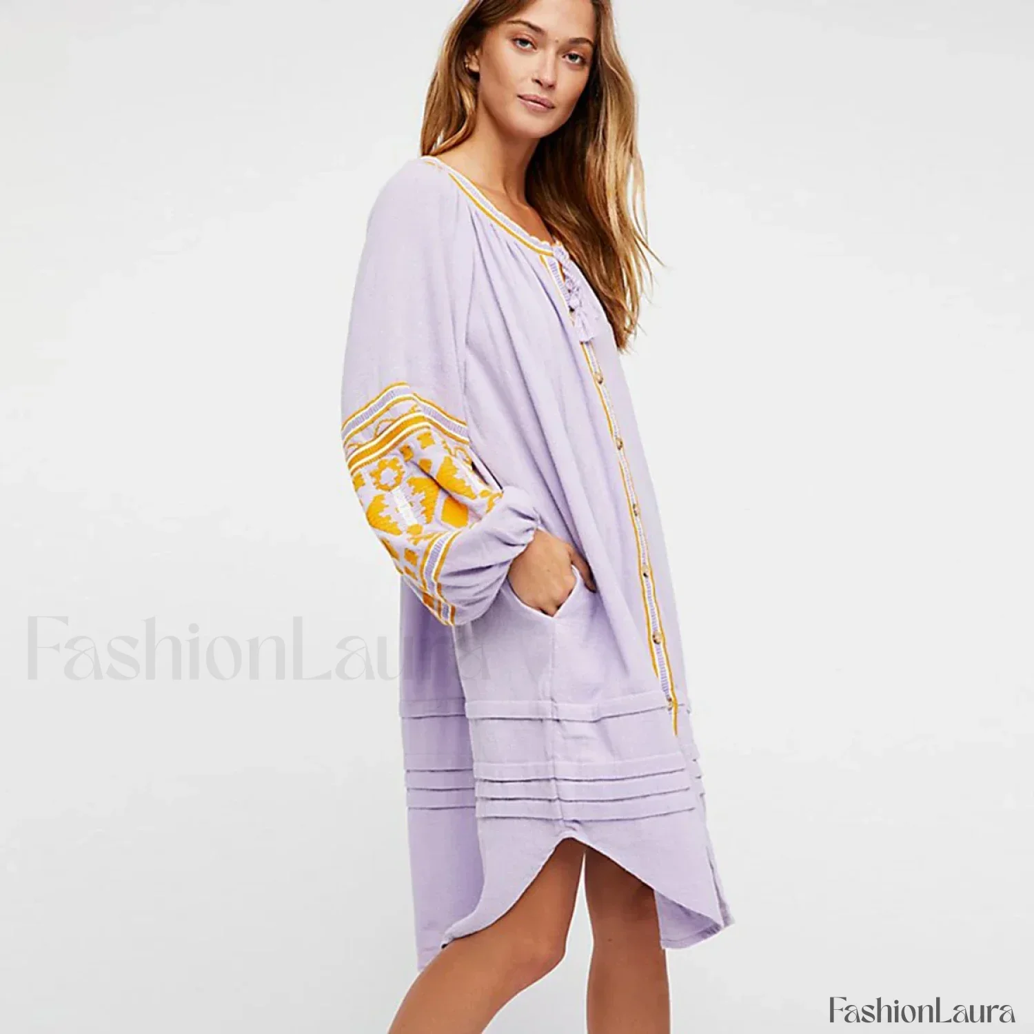 White Puff Sleeve Boho Dress - Image 24