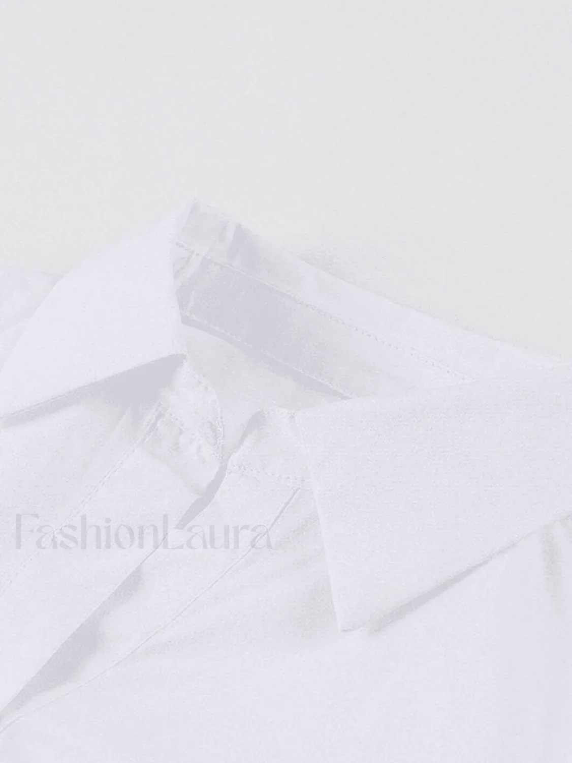 White Ruched Cropped Long Sleeve Blouse - Image 12