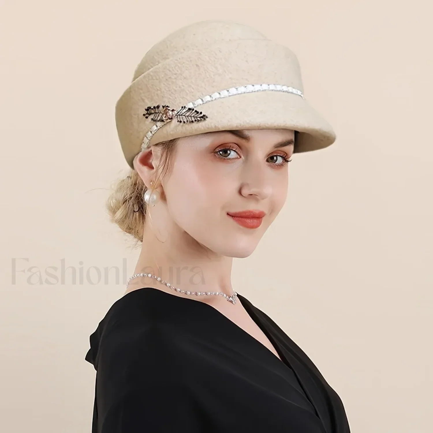 Women's Autumn Winter British Retro Fashionable Short Brimmed Hat - Image 5