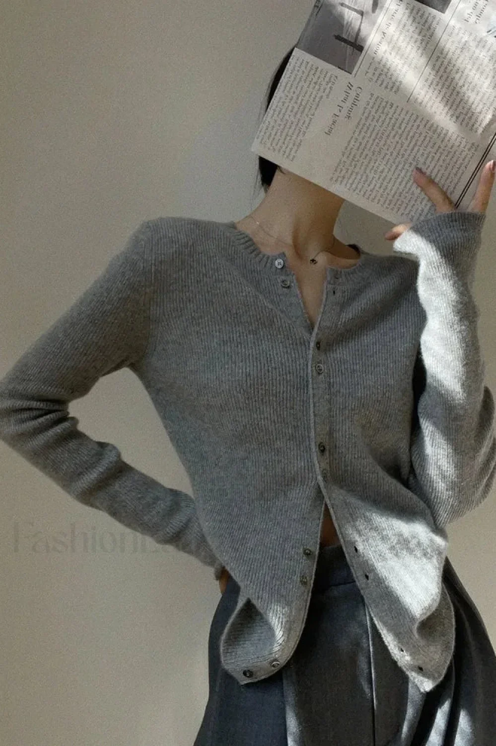 Women's Casual Solid Round Neck Cardigan - Image 2