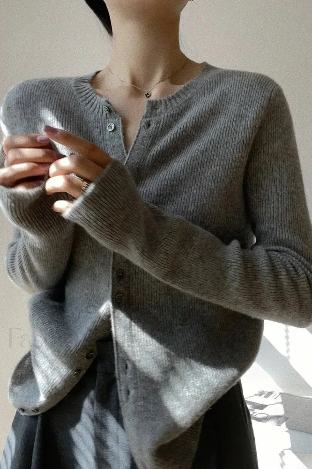 Women's Casual Solid Round Neck Cardigan - Image 6