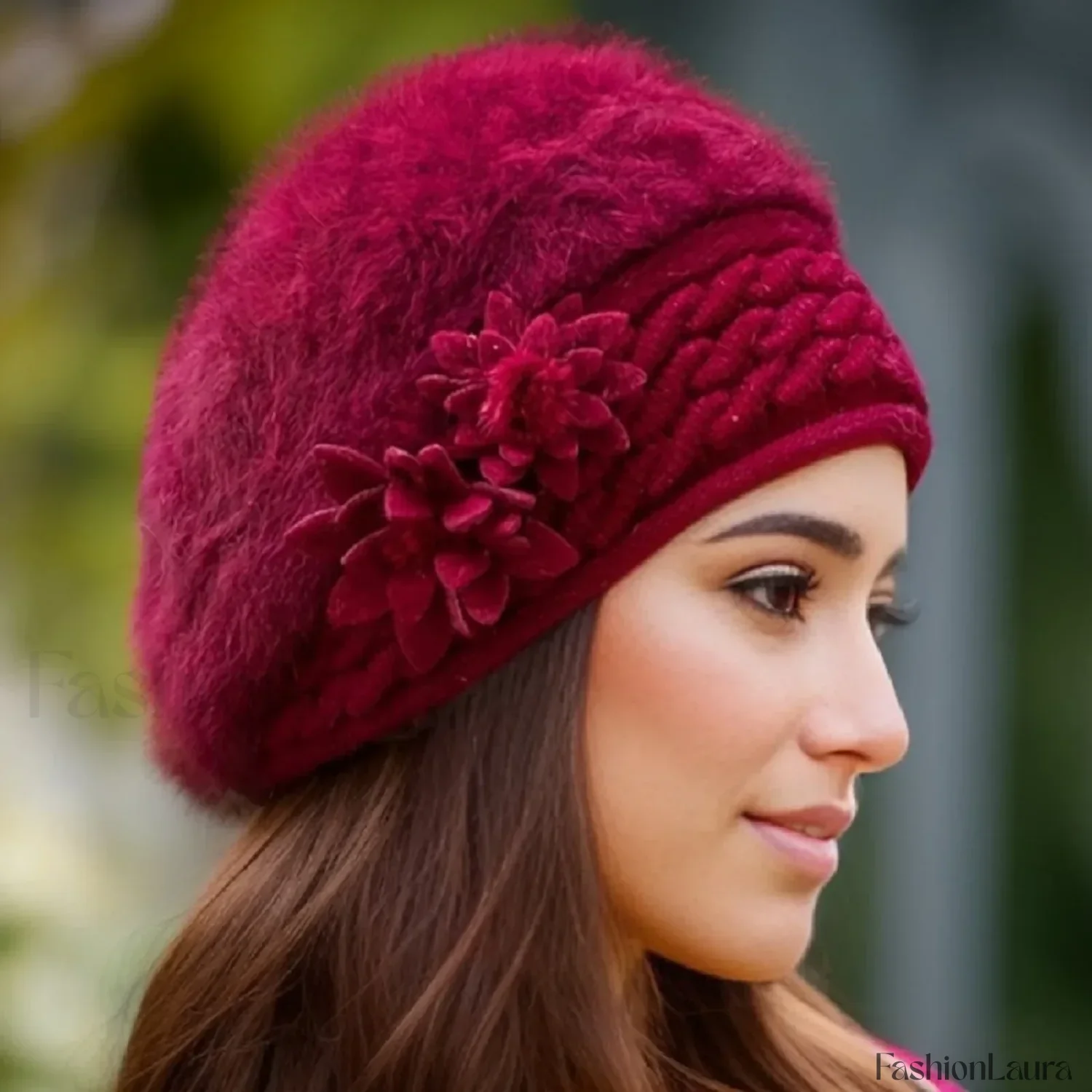 Women's Winter New Korean Edition Warm Solid Beret Rabbit Hair Hat - Image 13