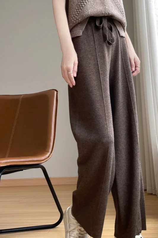 Wool Blend High Waist Knit Pants - Image 2