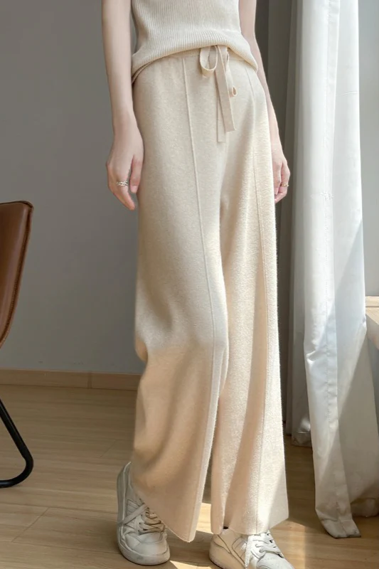 Wool Blend High Waist Knit Pants - Image 4