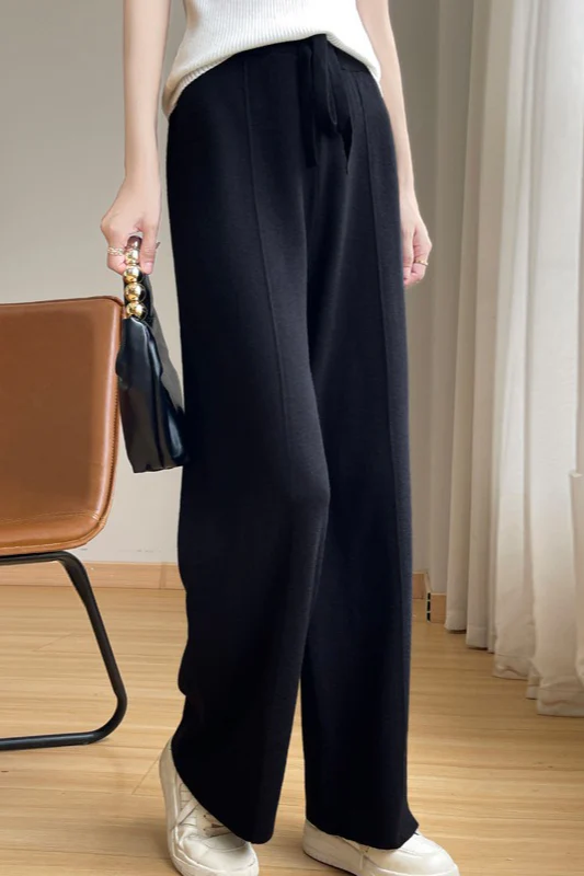 Wool Blend High Waist Knit Pants - Image 5