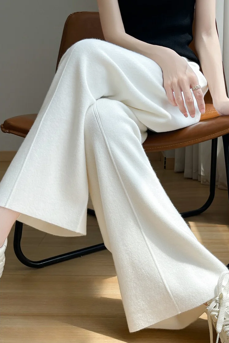 Wool Blend High Waist Knit Pants - Image 9