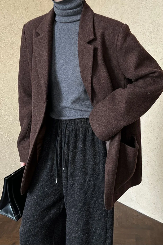 Wool Blend Relaxed Fit Blazer - Image 15