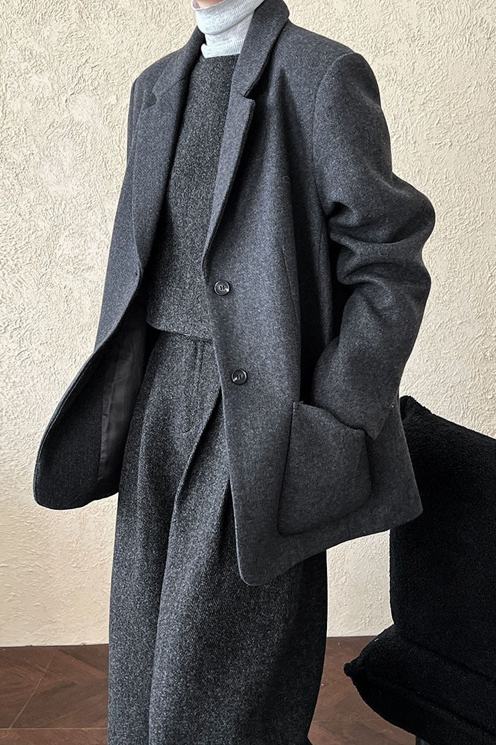 Wool Blend Relaxed Fit Blazer - Image 6