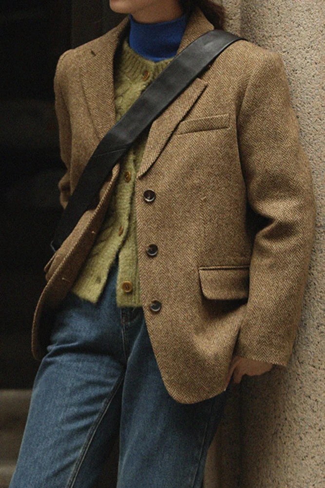 Wool Blend Single Breasted Blazer - Image 8