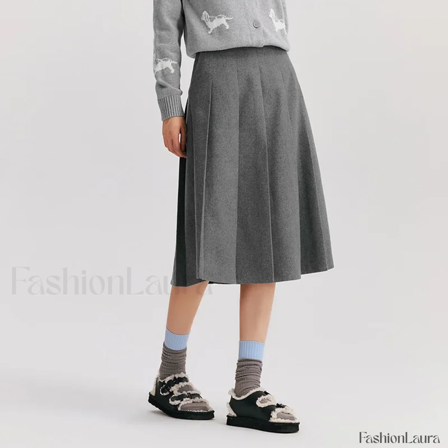 Woolen A-line Versatile Skirt - Image 14