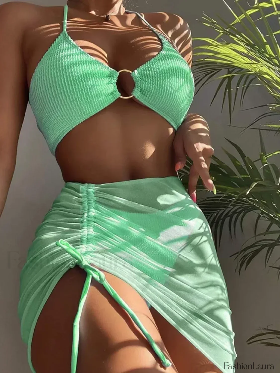 Wrap Skirt Halter Three Piece Set - Image 18