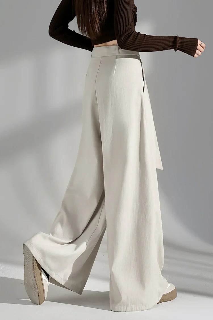 Wrinkle Resistant Denim Cotton Wide Leg Pants - Image 3