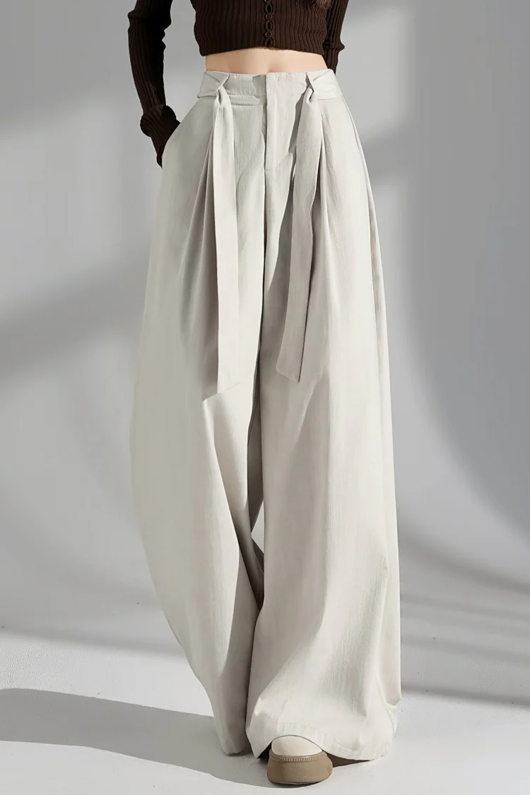 Wrinkle Resistant Denim Cotton Wide Leg Pants - Image 4