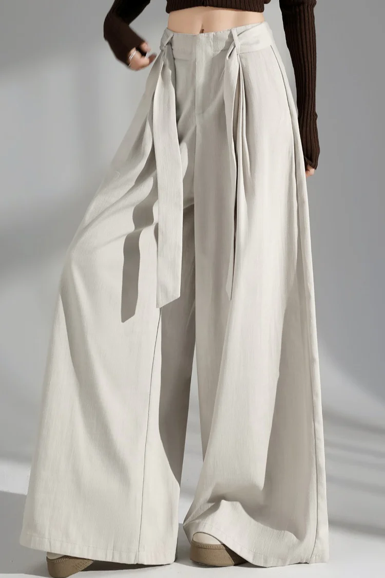 Wrinkle Resistant Denim Cotton Wide Leg Pants - Image 5