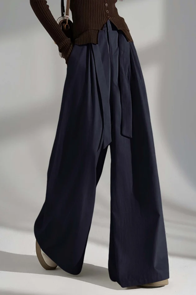 Wrinkle Resistant Denim Cotton Wide Leg Pants - Image 6
