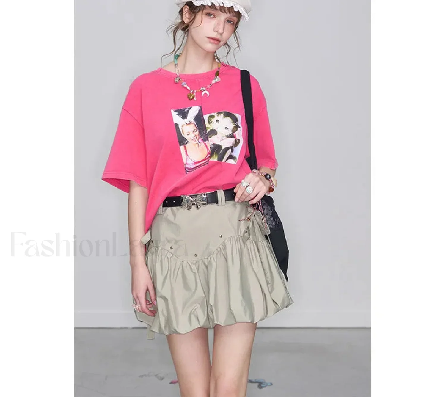 Y2K Gray Pleated Bowknot Skirt - Image 3