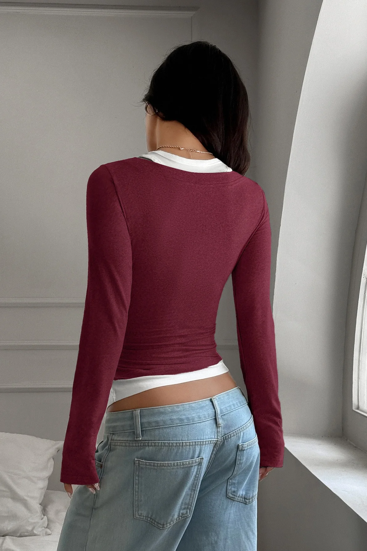 Y2K Layered Camisole Style Long Sleeve Tee - Image 5