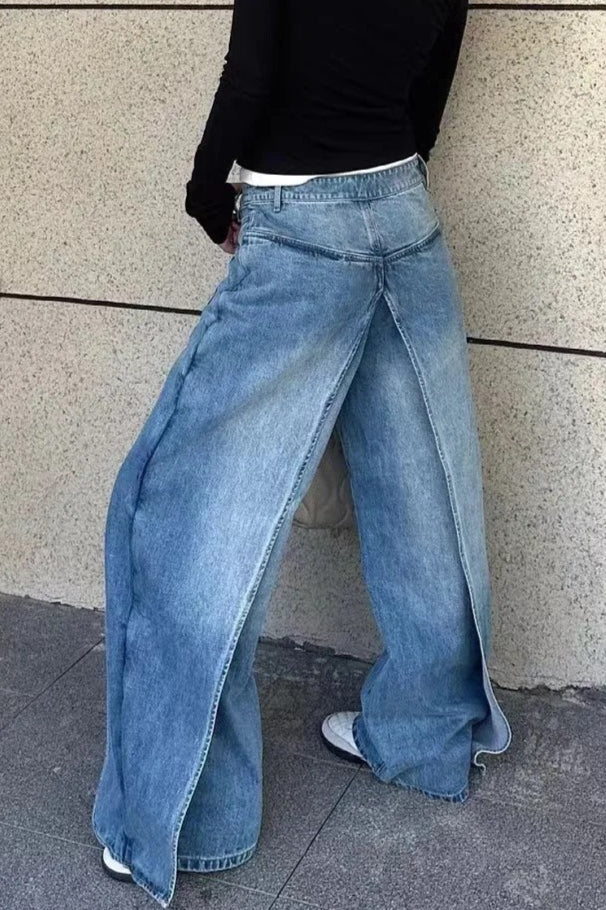 Y2K Vintage Reversible Deconstructed Wide Leg Jeans - Image 2