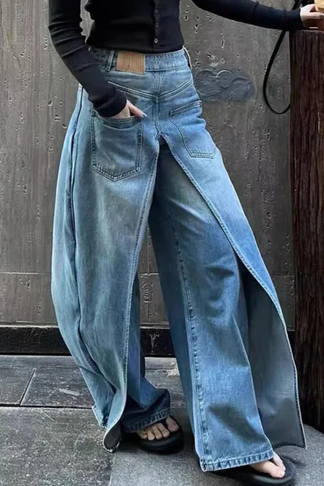 Y2K Vintage Reversible Deconstructed Wide Leg Jeans - Image 4