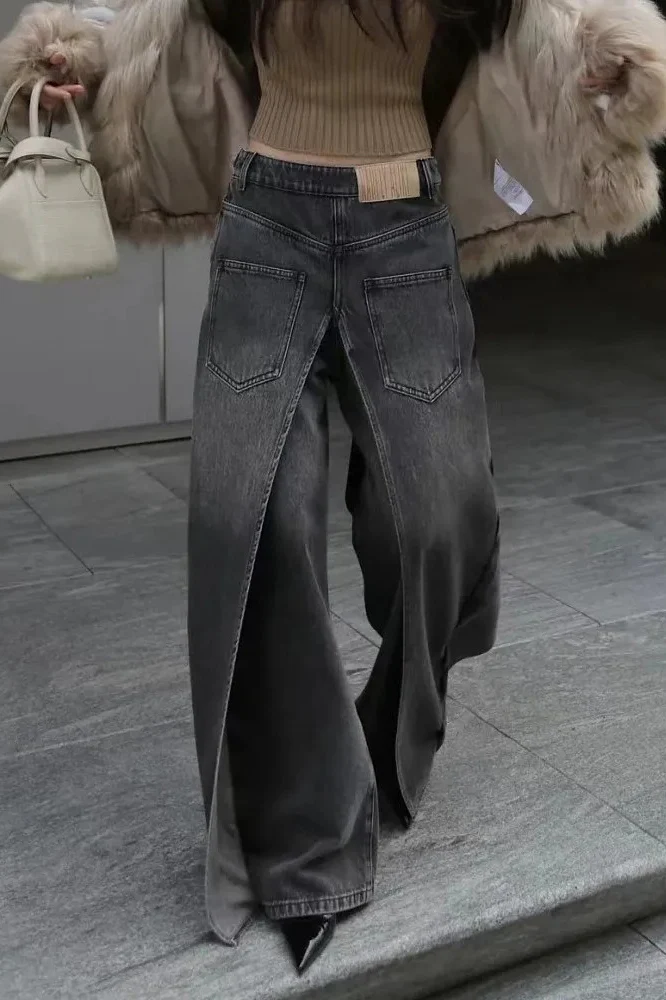 Y2K Vintage Reversible Deconstructed Wide Leg Jeans - Image 9