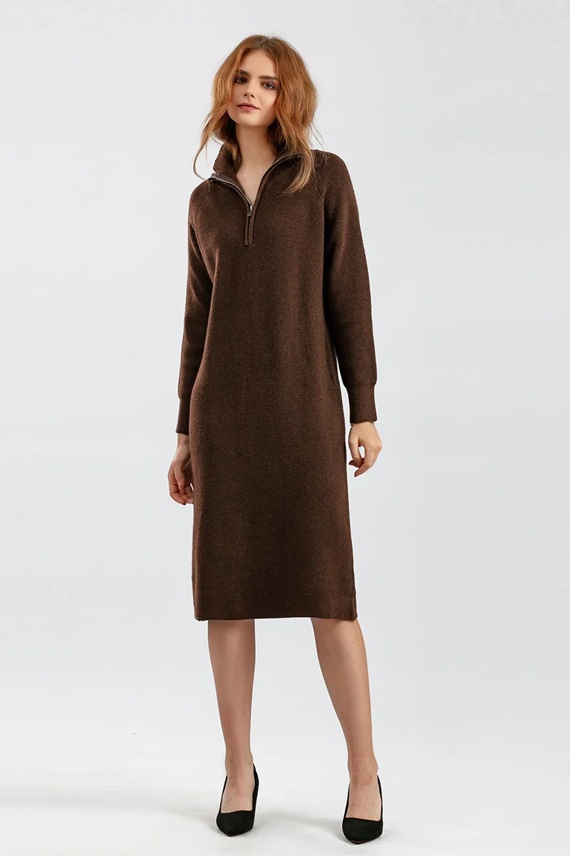 Zipper Pullover Sweater Dress - Image 13